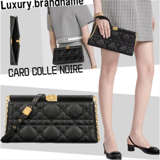 ดิออร์ คลัทช์โซ่ Dior CARO COLLE NOIRE /กระเป๋าสุภาพสตรี/กระเป๋าสะพายข้าง/รูปแบบใหม่