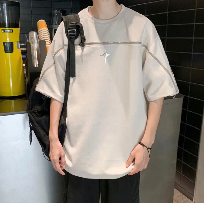 zipper-oversize-tee-เสื้อแต่งซิป-โอเวอร์ไซส์-unisex-สไตล์เกาหลี