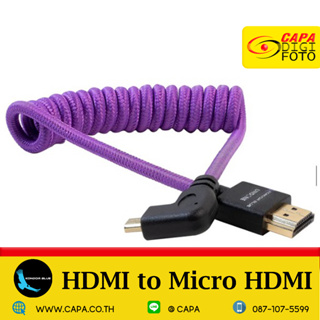 Kondor Blue Gerald Undone HDMI to Left Angle Micro HDMI Mark II Cable 12"-24" COILED - PURPLE KB_MC_FHDMI12L_P