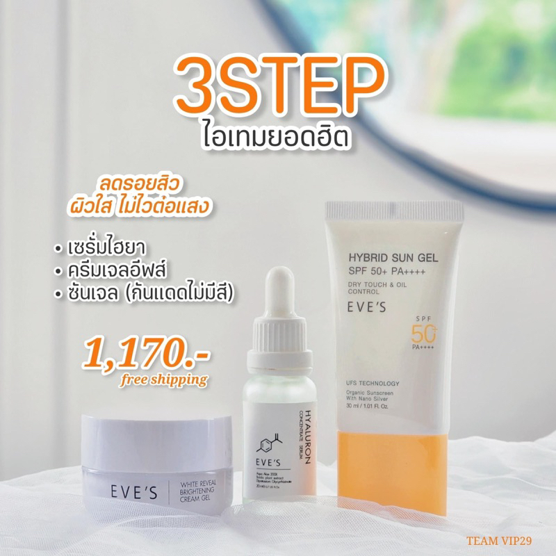 eves-set-หน้าใส-ไร้รอยสิว-ผิวอิ่มฟู-รูขุมขนกระชับ-กันแดดซันเจล