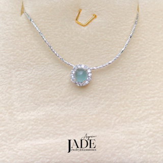 ❄️Minimal Icy Light Blue Jadeite Type A Pendant หยกพม่าเเท้ สีธรรมชาติ เนื้อเเก้ว ใสกิ๊งค์❄️