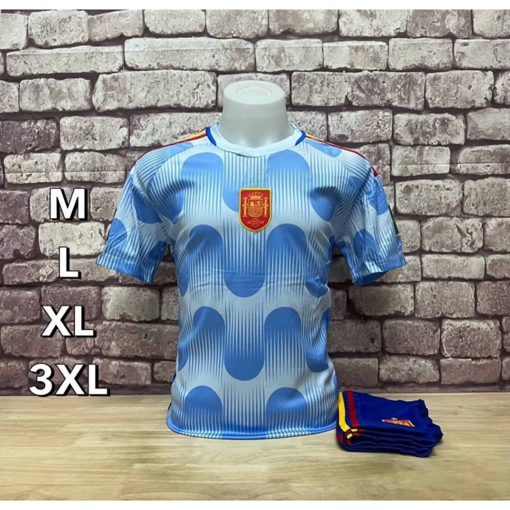 ชุดบอลผู้ชาย-ทีมชาติสเปน-ได้เสื้อ-กางเกง-สินค้าจริงโลโก้ครบ
