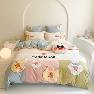 🔥เก็บโค้ดหน้าร้าน🔥[PRE-ORDER] ผ้าปูที่นอน ชุดเครื่องนอน ลาย Hello Duck ผ้า Long Staple Cotton 100% #1099