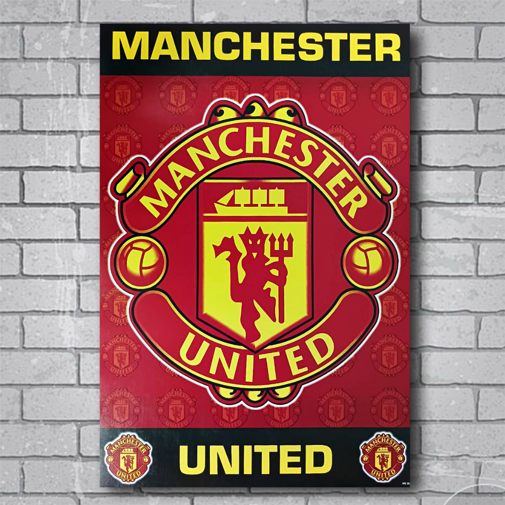 โปสเตอร์-แมนเชสเตอร์ยูไนเต็ด-manchester-united-แมนยู-โลโก้-football-ฟุตบอล-รูป-ภาพ-ติดผนัง-สวยๆ-poster-88x60ซม-โดยประมาณ