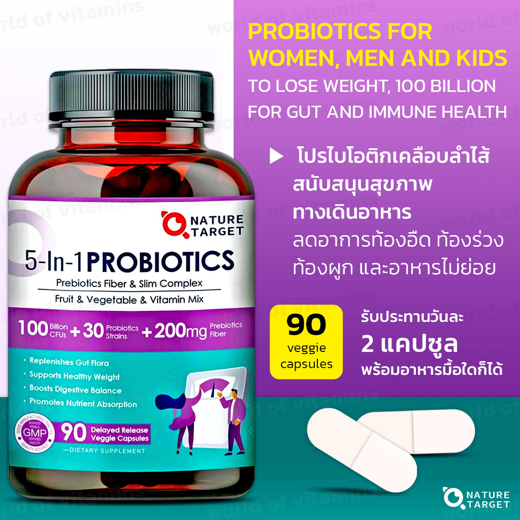 NATURE TARGET Prebiotics and Probiotics for Women to Lose Weight, 100