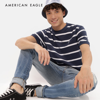 American Eagle Striped Pique T-Shirt เสื้อยืด ผู้ชาย ลายตรง (NMTS 017-3088-192)