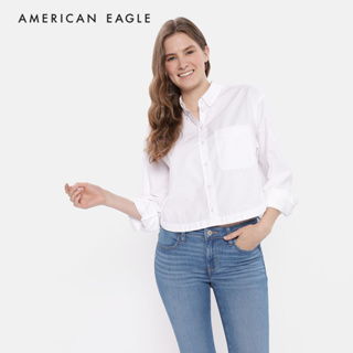 American Eagle Cropped Oxford Button-Up Shirt เสื้อเชิ้ต ผู้หญิง อ็อกฟอร์ด ครอป (NWSB 035-5214-100)