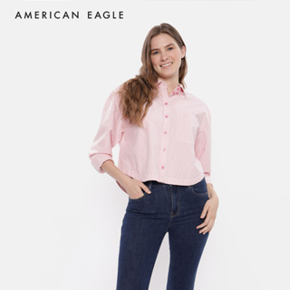 American Eagle Cropped Oxford Button-Up Shirt เสื้อเชิ้ต ผู้หญิง อ็อกฟอร์ด ครอป (NWSB 035-5265-615)