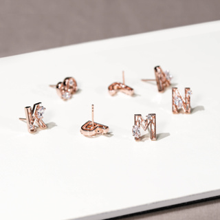 Dallar/Mini Alphabet Stud (S) Earrings (Pink gold)