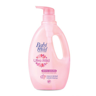 (ชิ้น) Babi Mild Ultra Mild White Sakura Head &amp; Body Baby Bath ขนาด 850ml