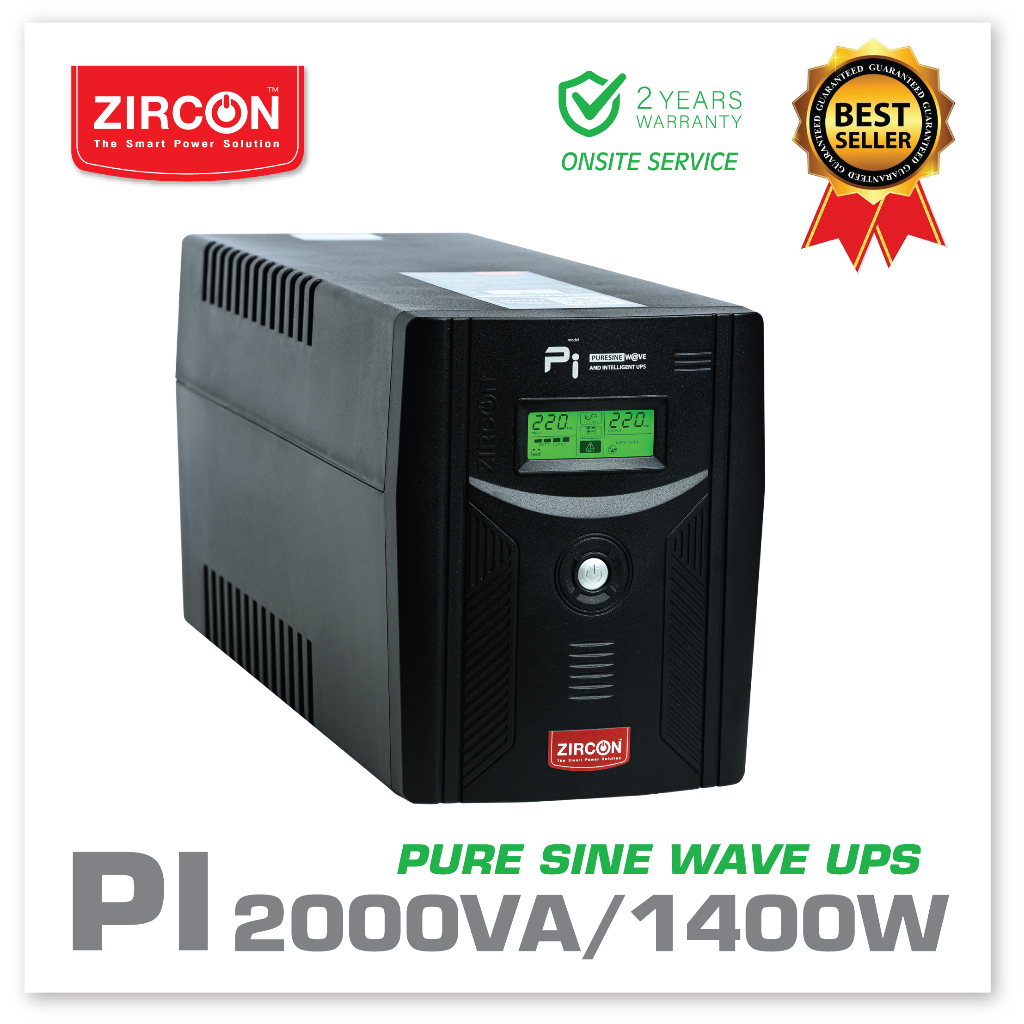 ราคาและรีวิวPI 2000VA/1400W UPS ZIRCON Pure Sine wave เพียวซายน์เวฟ สำหรับคอมทุกชนิด/PSU80+/PS4 ประกัน 2 ปี ONSITE SERVICE