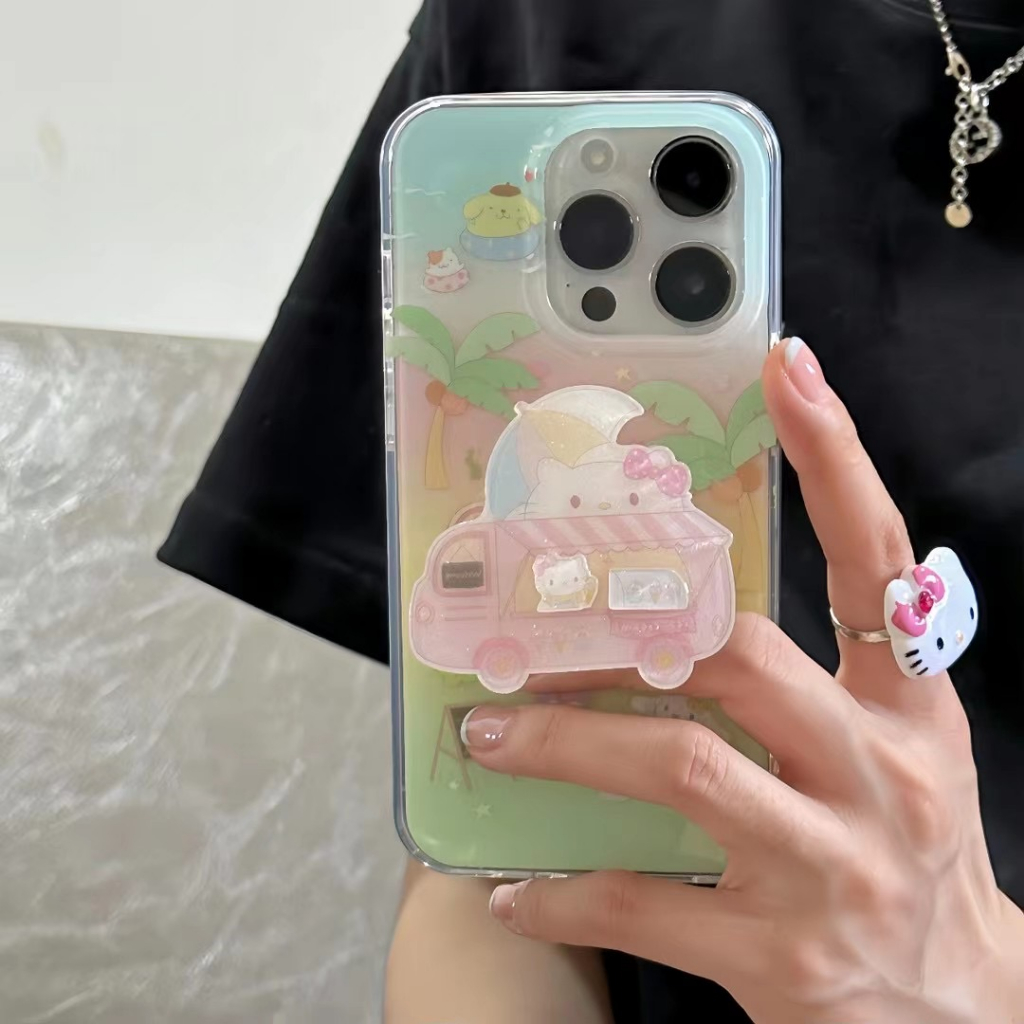 new-เคสไอโฟน11-เคสกันกระแทก-case-iphone-14-13-12-pro-max-sanrio-คุโรมิ-hello-kitty-ขาตั้งมือถือ-เคส-for-iphone-13