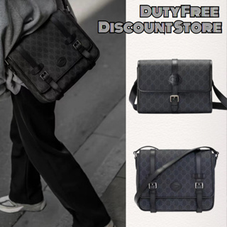 Gucci GG Messenger Bag with Interlocking G Print/กุชชี่ สไตล์เดียวกันสำหรับผู้ชายและผู้หญิง/ไหล่กระเป๋า Messenger/