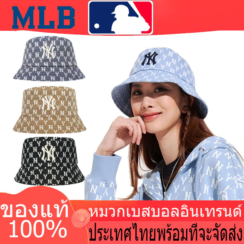 จัดส่งที่รวดเร็ว-แท้100-mlb-หมวกบักเก็ต-monogram-ny-หมวก-yankees-rookie