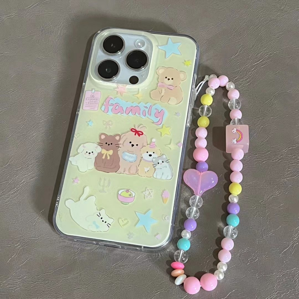 จัดส่ง24ชม-เคสไอโฟน11-12-13-14-pro-max-การ์ตูน-ลูกสุนัขครอบครัว-รุ่นโซ่-พาสะดวก-ป้องกันการตก-เคส-iphone-13