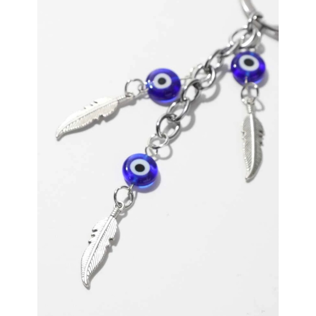 evil-eye-feather-keychain-พวงกุญเเจ-ขนนก-evil-eye-พลังงานดี-สายคล้องนำโชค-s18