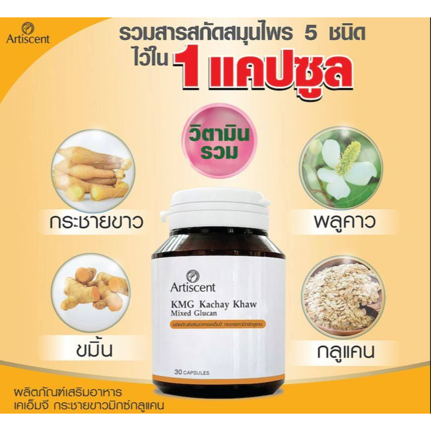 ลดพิเศษ-อาหารเสริมผู้สูงวัย-ต้านไวรัส-เสริมภูมิคุ้มกัน-5เท่า-artiscent-เคเอ็มจีกระชายขาวมิกซ์กลูแคน-บำรุงสุขภาพวัย50