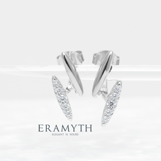 Eramyth Jewelry : ต่างหู ปักก้าน เงินแท้ 92.5 ดีไซน์ เรียบหรู ฝังเพชรสวิส CZ รหัส SH-0230 (พร้อมส่ง)