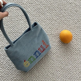 Ennui mini tote bag 🍊 กระเป๋าผ้ามินิ ยีนส์  ไปคาเฟ่ กระดุมแม่เหล็ก🧢✨ สินค้าพรีออเดอร์