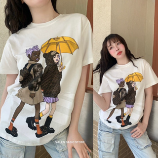 FD T-Shirt"  เสื้อยืดคอกลมแขนสั้น แบรนด์หรู ดีเทลสกรีนลายการ์ตูน hi