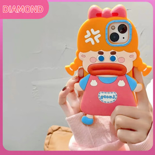 💲คูปองเคลม💲 case for iphone 11 12 สาวโกรธ เคส 14 13 12 11 pro max วัสดุซิลิโคนทนทาน ป้องกันการตก