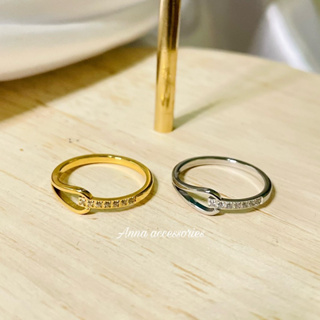 lovely ring stanless steel |แหวนดีเทลประดับเพชรงานสวยสแตนเลส ไม่ลอกไม่ดำ พร้อมส่งจากไทย🚩