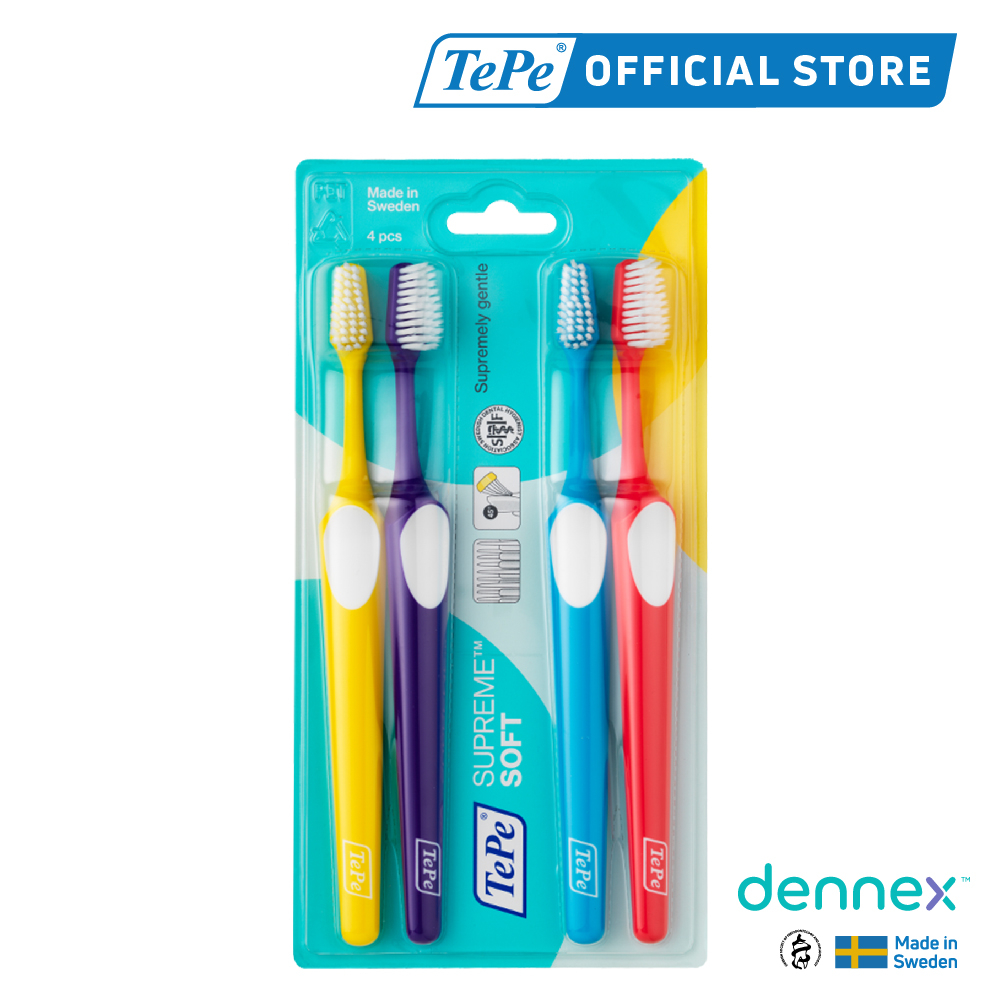 tepe-supreme-แปรงสีฟันขนนุ่ม-2-ระดับ-แปรงสีฟันเทเป้-สุพรีม-แพ็ค-4-ชิ้น-คละสี-by-dennex