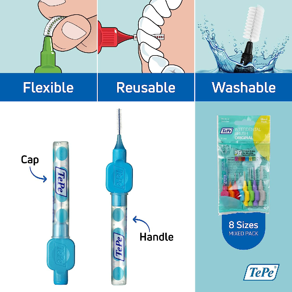 tepe-interdental-brush-แปรงซอกฟัน-ขนนุ่ม-เทเป้-อินเทอร์เด็นทัล-บลัช-รุ่นออริจินัล-แพ็ค-8-ชิ้น-by-dennex