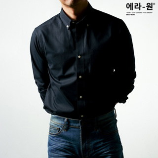 era-won เสื้อเชิ้ต ทรงปกติ Premium Quality Dress Shirt แขนยาว สี Black01