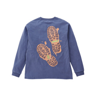 Gramicci เสื้อ รุ่น UNISEX FOOTPRINTS L/S TEE NAVY PIGMENST