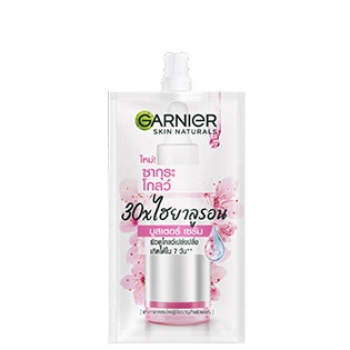 (6ซอง/กล่อง) Garnier Skin Naturals Sakura Glow 30X Hyaluron Booster Serum การ์นิเย่ ซากุระ ไวท์ 30x ไฮยาลูรอน บูสเตอร์