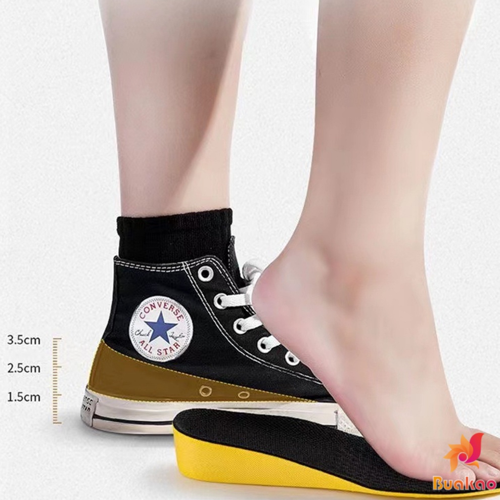 buakao-แผ่นเสริมส้นรองเท้า-เพิ่มส่วนสูง-1-5-2-5-3-5cm-เพิ่มความสูง-ใส่ในรองเท้า-รูระบายอากาศ-black-heightened-insoles
