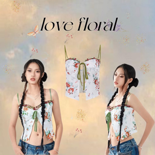 Love floral เสื้อสายเดี่ยว แต่งลูกไม้🌵 พร้อมส่ง