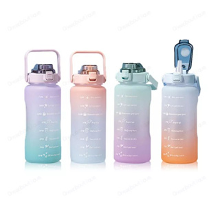 กระบอกน้ำ 2 ลิตร (2000ml) บอกเวลาแบบพกพา ปลอดสาร BPA เหมาะสำหรับเล่นกีฬาและออกกำลังกาย(แถมสติ๊กเกอร์ 2D)XJ0001