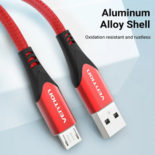 สายชาร์จ Micro USB 3A สายชาร์จเร็ว Fast Charge ไนลอนถัก 1.5 M แดง (COARG) Vention (ออกใบกำกับภาษีได้)