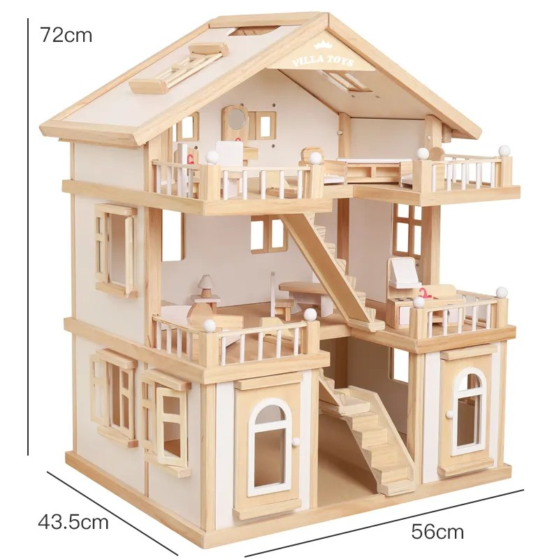 บ้านไม้ตุ๊กตา-แถมเฟอร์นิเจอร์-3ชั้น