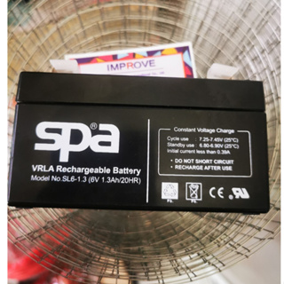 แบตเตอรี่รถไฟฟ้าเด็ก แบตเตอรี่โซล่าเซลล์ UPS Battery SPA SL6-1.3 (6V 1.3AH) แบตเตอรี่แห้ง สำรองไฟ SPA แบตแห้ง ไฟฉุกเฉิน-