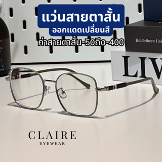 (สายตาสั้น) CLAIRE รุ่น ( LX ) LUXURY : แว่นสายตาสั้นกรองแสงออกแดดเปลี่ยนสี  LUXURY ได้ครบเซทแว่นสายตา  แว่นสายตากรองแสง