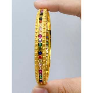 กำไลทองชุบ ประดับพลอย สำหรับข้อมือ17-18.5cm. กำไลเพชร กำไลทองปลอม [N411] กำไลข้อมือผู้หญิง