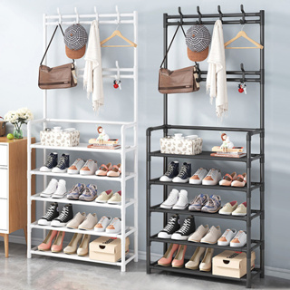 ราวแขวนเสื้อผ้า ราวแขวนผ้าพร้อมชั้นวาง ที่แขวนกระเป๋า แขวนหมวก coat rack with shoe rack 4 ชั้น 5 ชั้น CPC