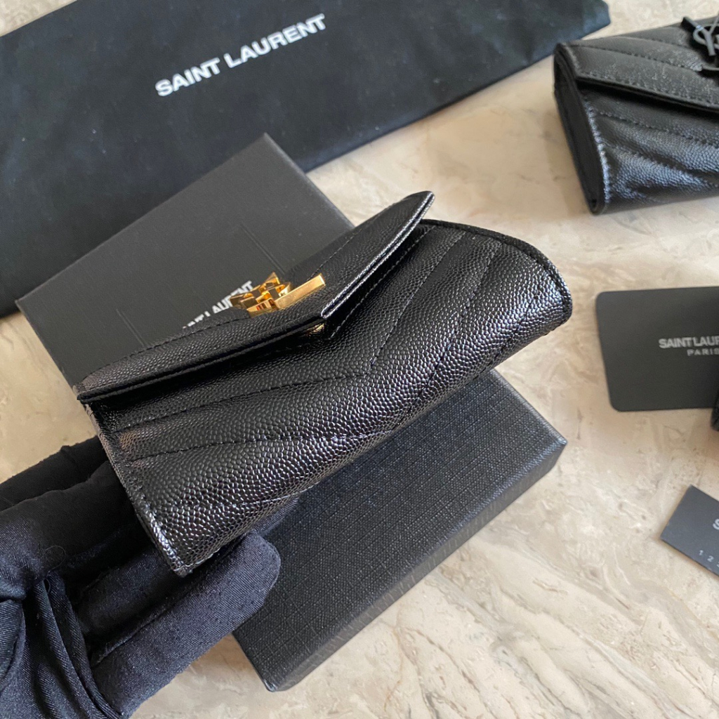 ราคาถูกสุดของแท้-100-saint-laurent-caviar-card-wallets