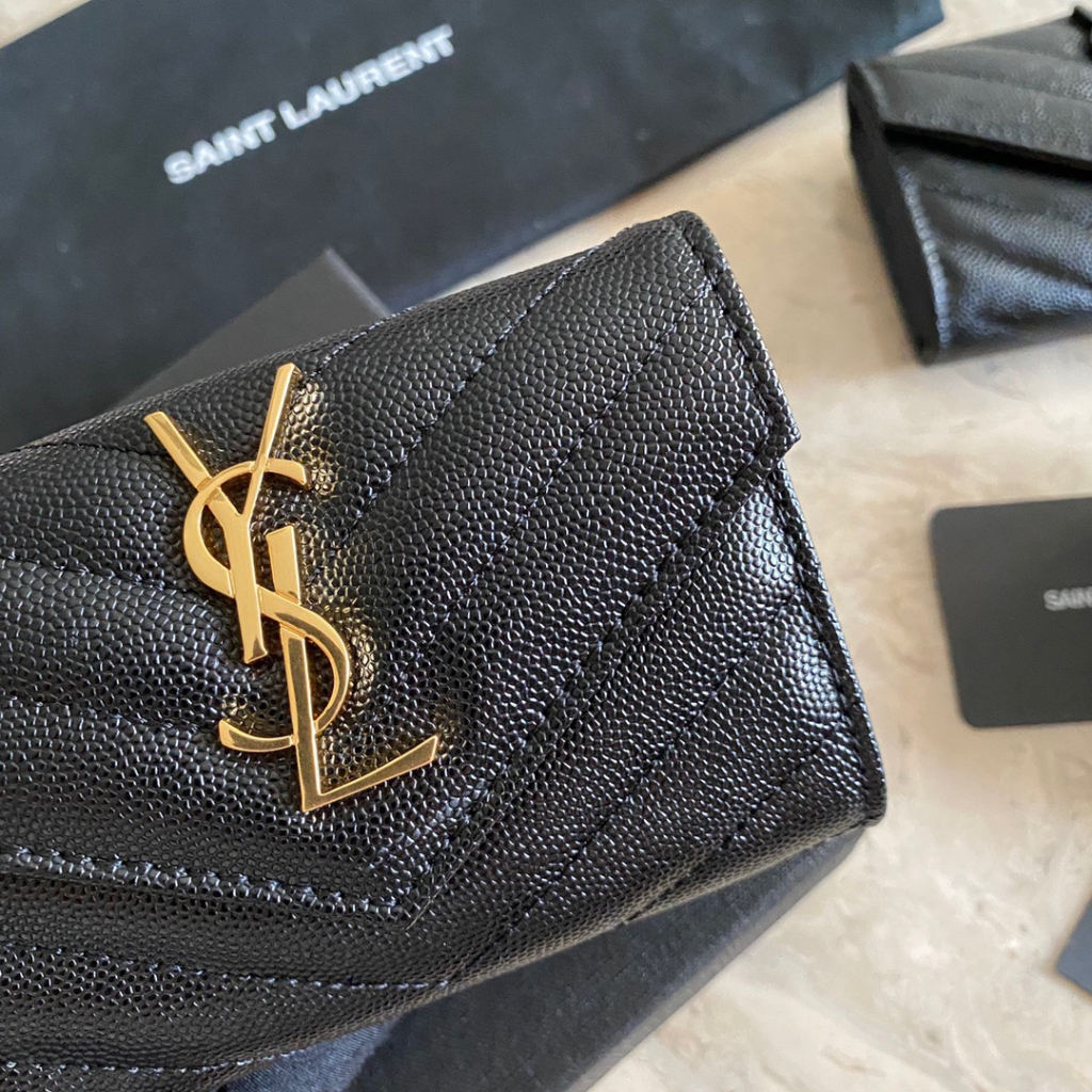 ราคาถูกสุดของแท้-100-saint-laurent-caviar-card-wallets