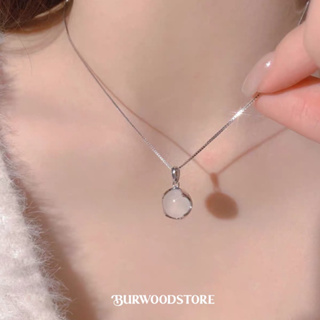 ꒰ ลด 50% ใน Live ทุกวัน !🧸 สร้อยเงิน Moonstone (Silver925) ถอดจี้ออกได้ - Burwoodstore