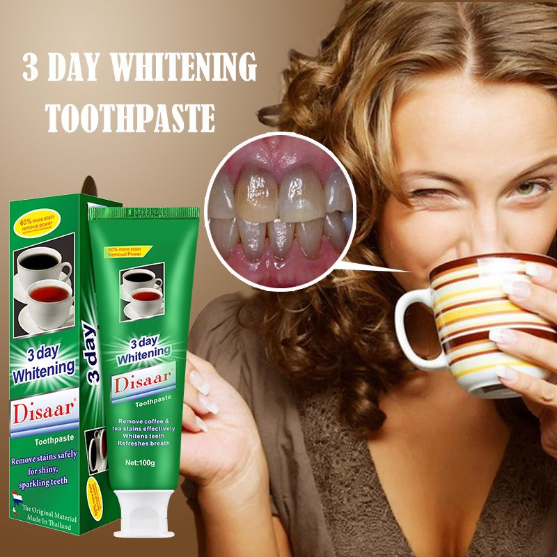 ยาสีฟันdisaarขจัดคราบ-สำหรับผู้สูบบุหรี่-สำหรับผู้ดื่มชากาแฟ-ให้ฟันสว่างขึ้นแบบธรรมชาติ-100-กรัม