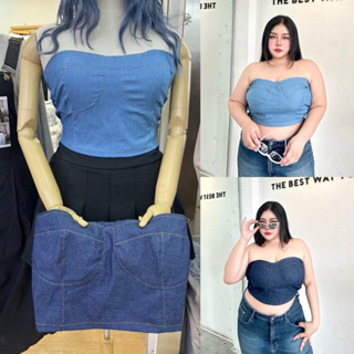 Strapless Top  Jeans 🩵🧸  เกาะอกยีนส์สาวอวบ