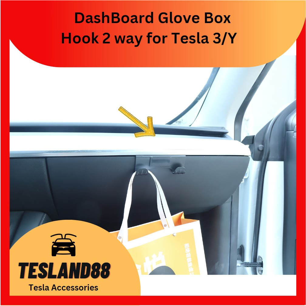 DashBoard Glove Box Hook 2 way สำหรับ Tesla Model 3/Y (ส่งจากไทย