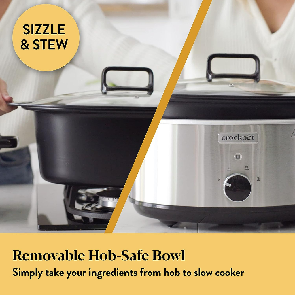 หม้อตุ๋นนำเข้าจากอังกฤษ-crockpot-sizzle-amp-stew-slow-cooker-3-5-l-3-4-people-removable-hob-safe-bowl-ใช้ไฟไทย-240v