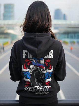 เสื้อกันหนาวแขนยาว สไตล์ญี่ปุ่น เสื้อบิ๊กไบค์  RESPECT FIGHTER ลายใหม่