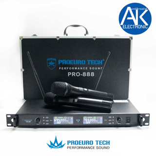 PROEUROTECH PRO-888 ไมค์ลอยคู่พร้อมกระเป๋า ไมค์โครโฟนไร้สาย ปรับความถี่ได้ คลื่นความถี่ UHF โปรยูโรเทค PRO 8