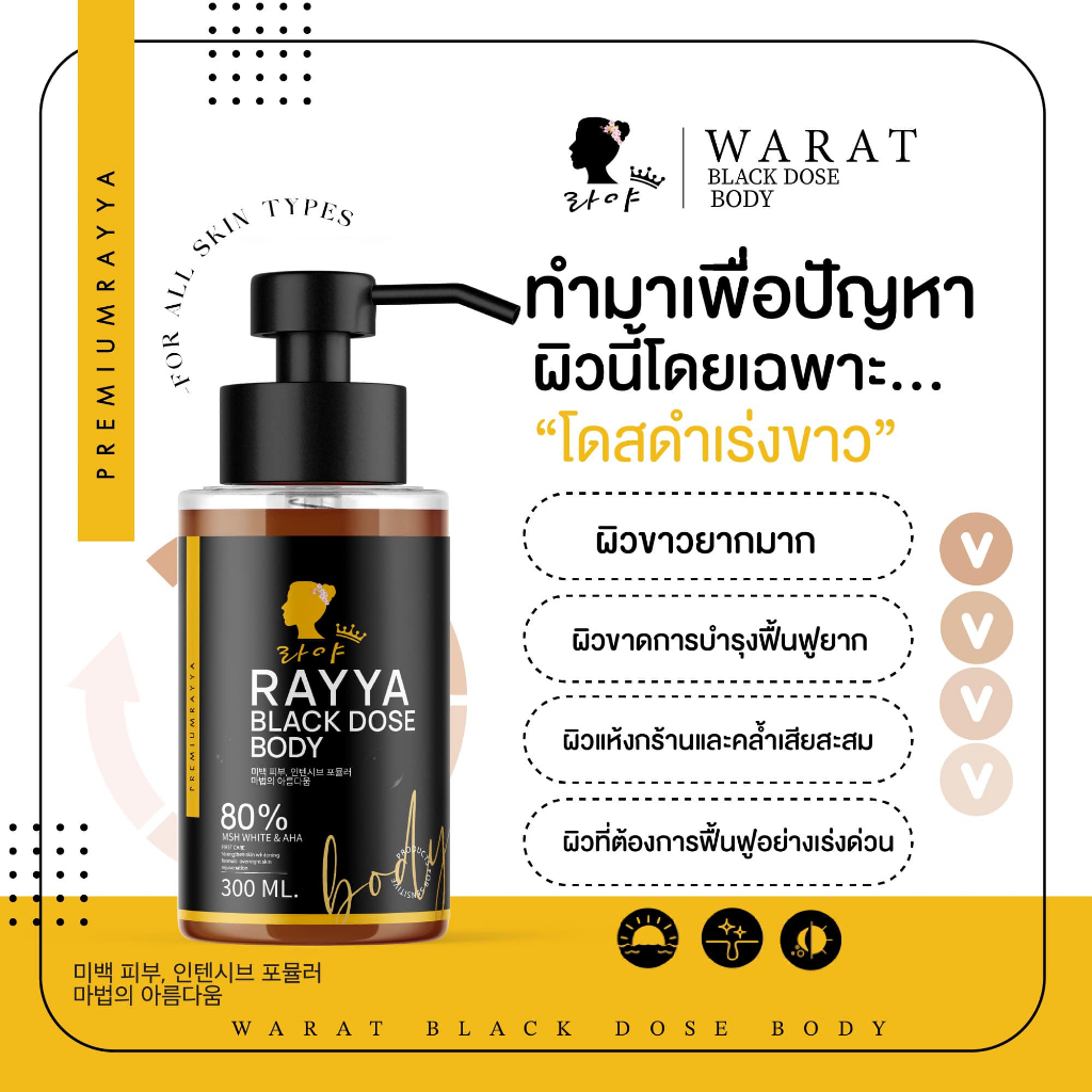 โดสดำ-เซรั่มเปิดผิวขาวใส-ขนาด-300ml-เซรั่มrayya